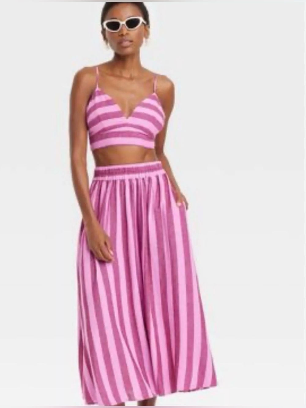 a new day Pink and Magenta Striped Cropped Tank (*NWT)